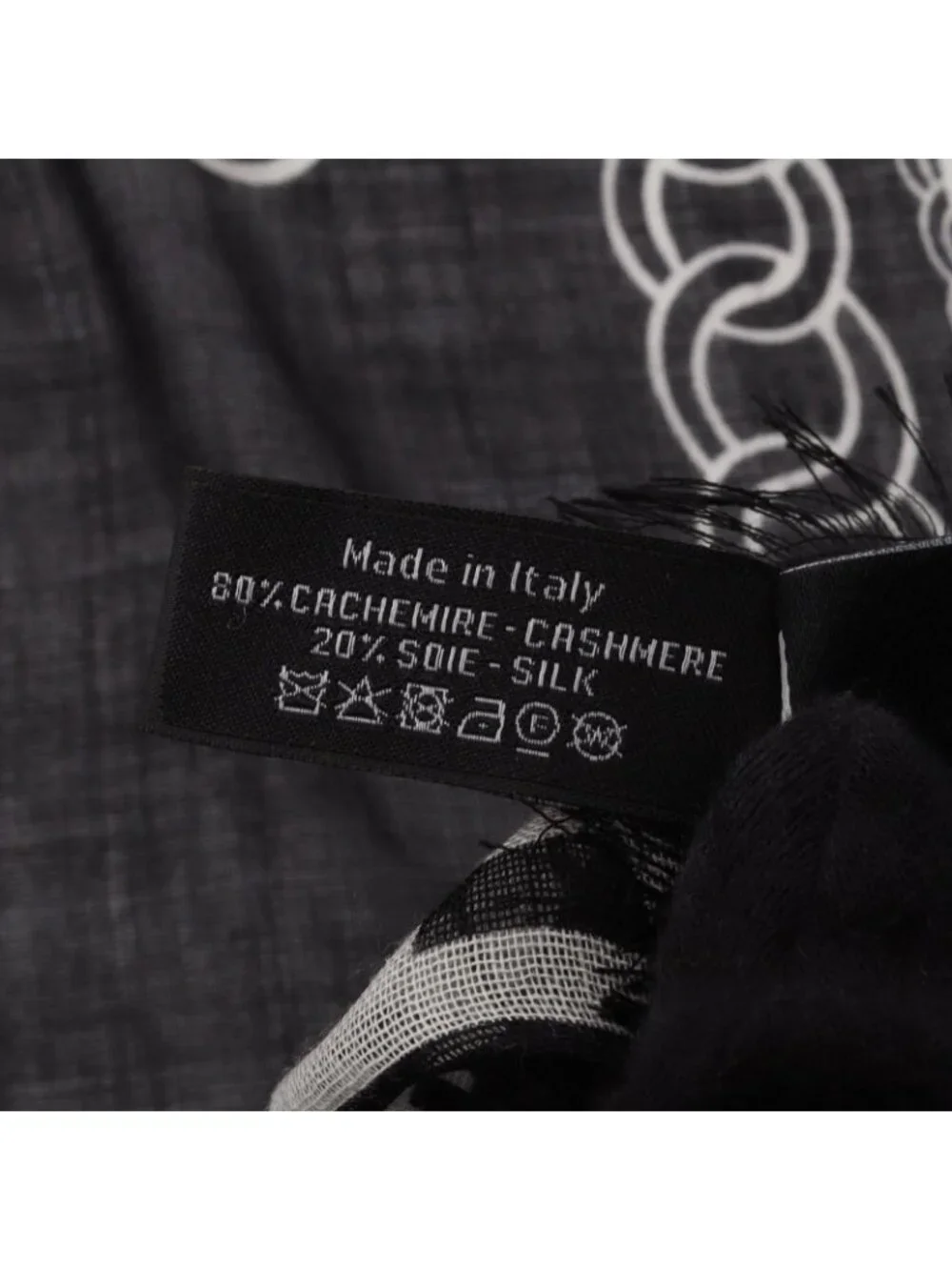 Chanel Shawl CC Logo Black Silk Scarf